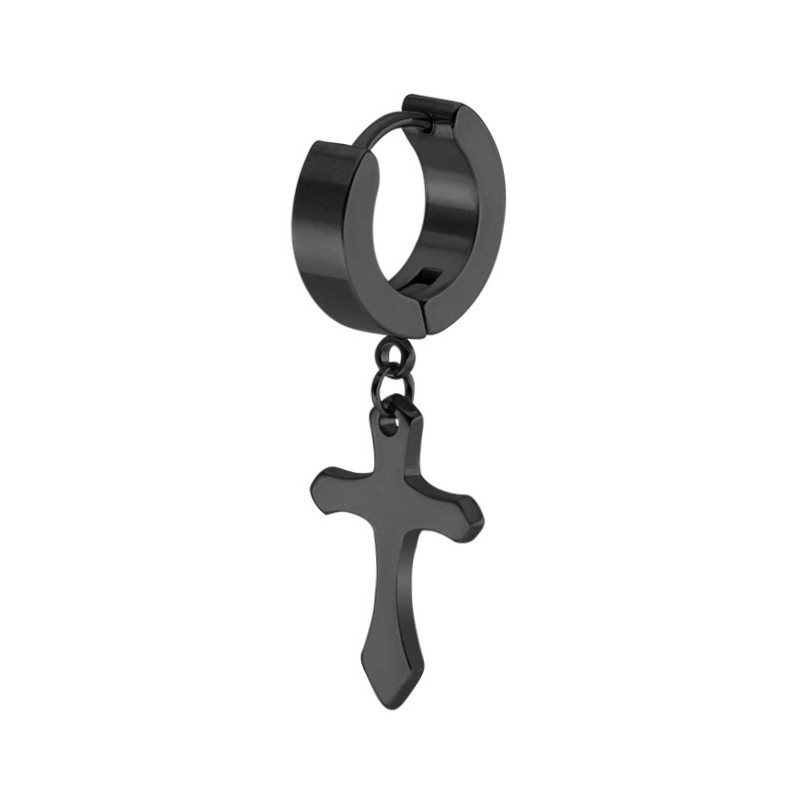 Malejewels Boucle d'oreille CROSS Noire